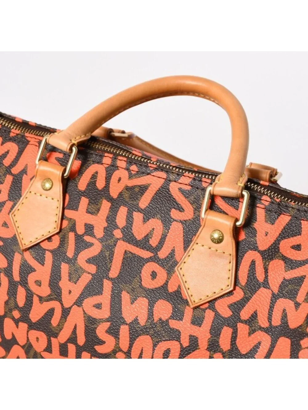Louis Vuitton Monogram Speedy 30 Orange Handbag Graffiti Canvas